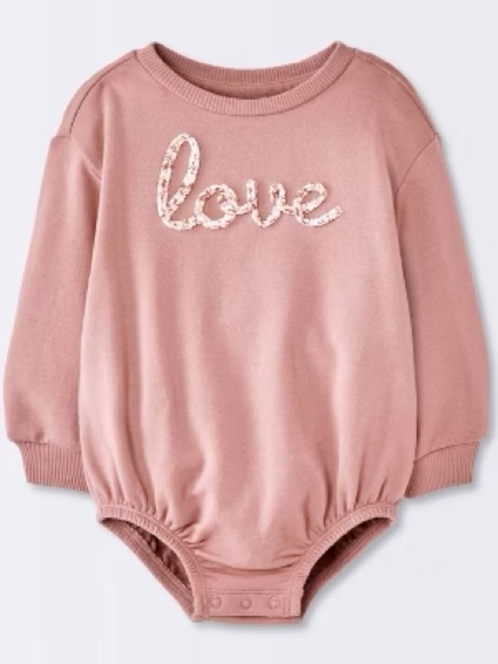 cloud island Mauve Long-Sleeve Baby One-Piece with "Love" Appliqué